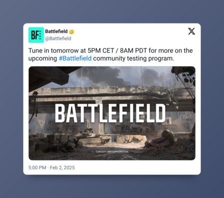 EA annuncia la data e l'ora per rivelare le prime novità sul prossimo Battlefield. Ci attendono notizie sulle prime prove